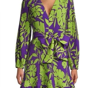 MILLY Liv Marigold Pleated dress. Vibrant Floral Dress